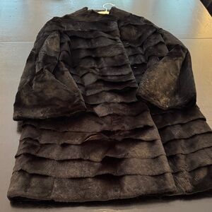 Elegant Black Rabbit Fur Women's Coat